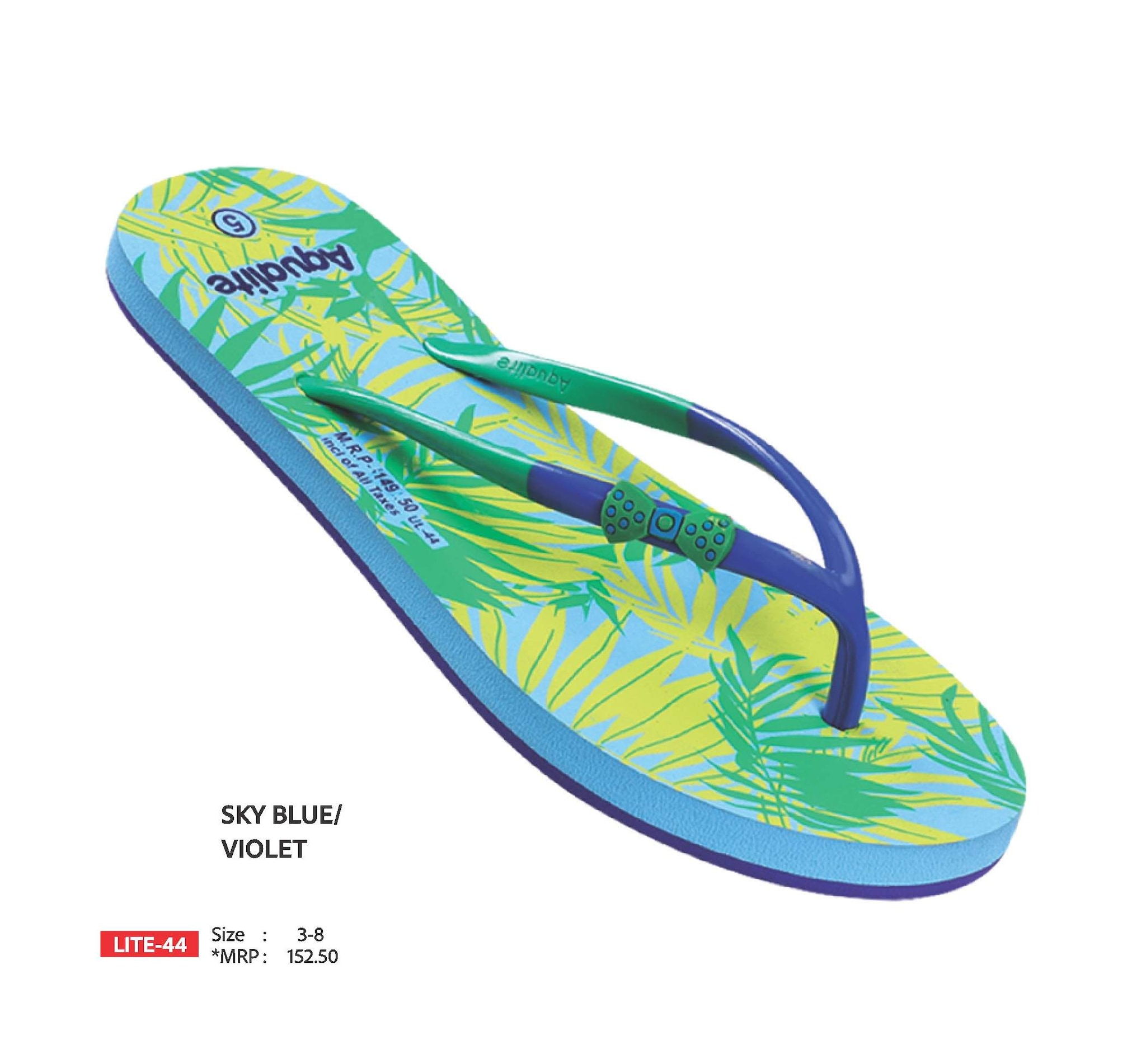 Aqualite Ultra LITE-44 Ladies Slippers (Sky Blue, Violet, 7) in