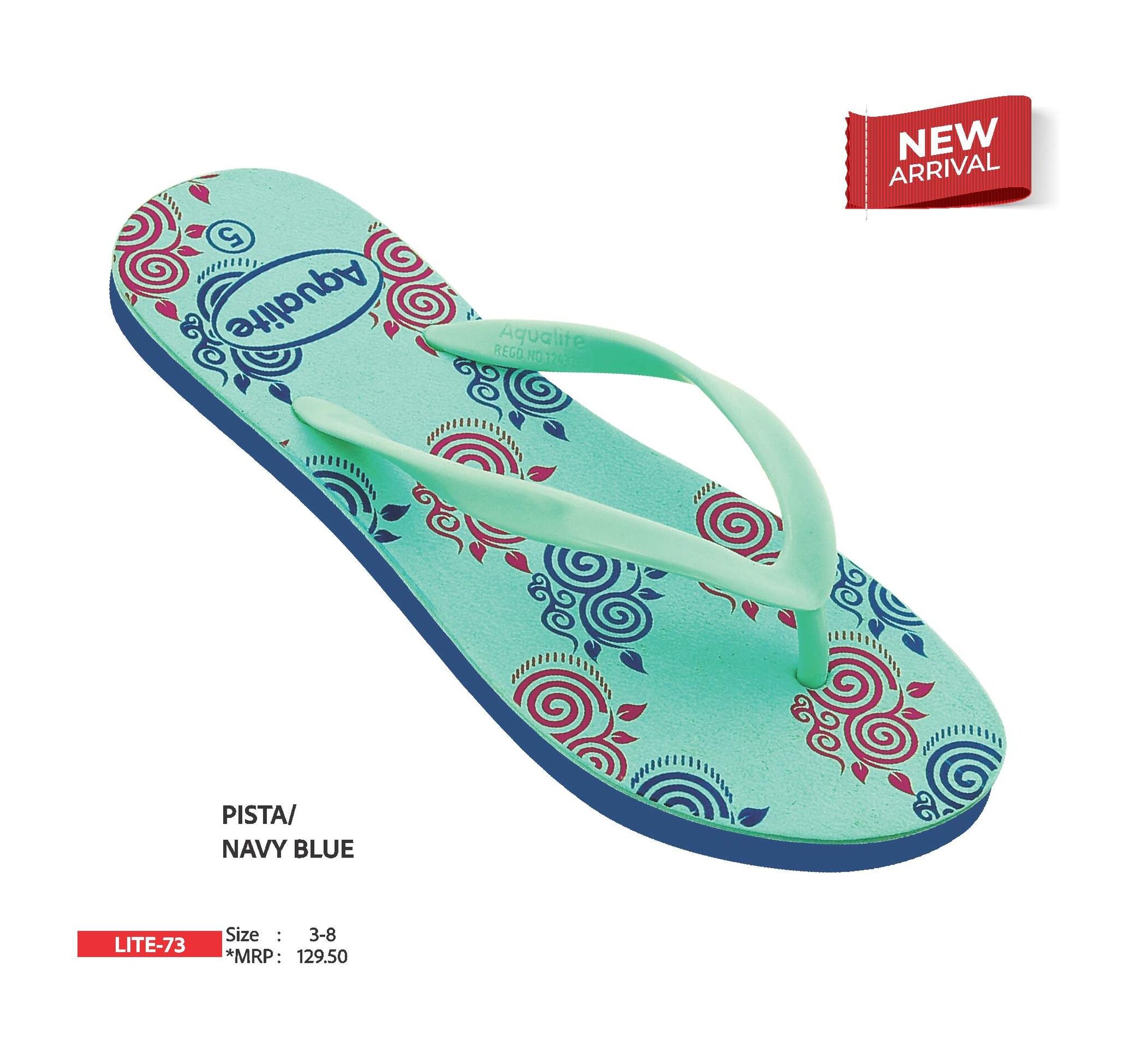 Aqualite Ultra LITE-73 Ladies Slippers (Pista, Navy Blue, 8) in