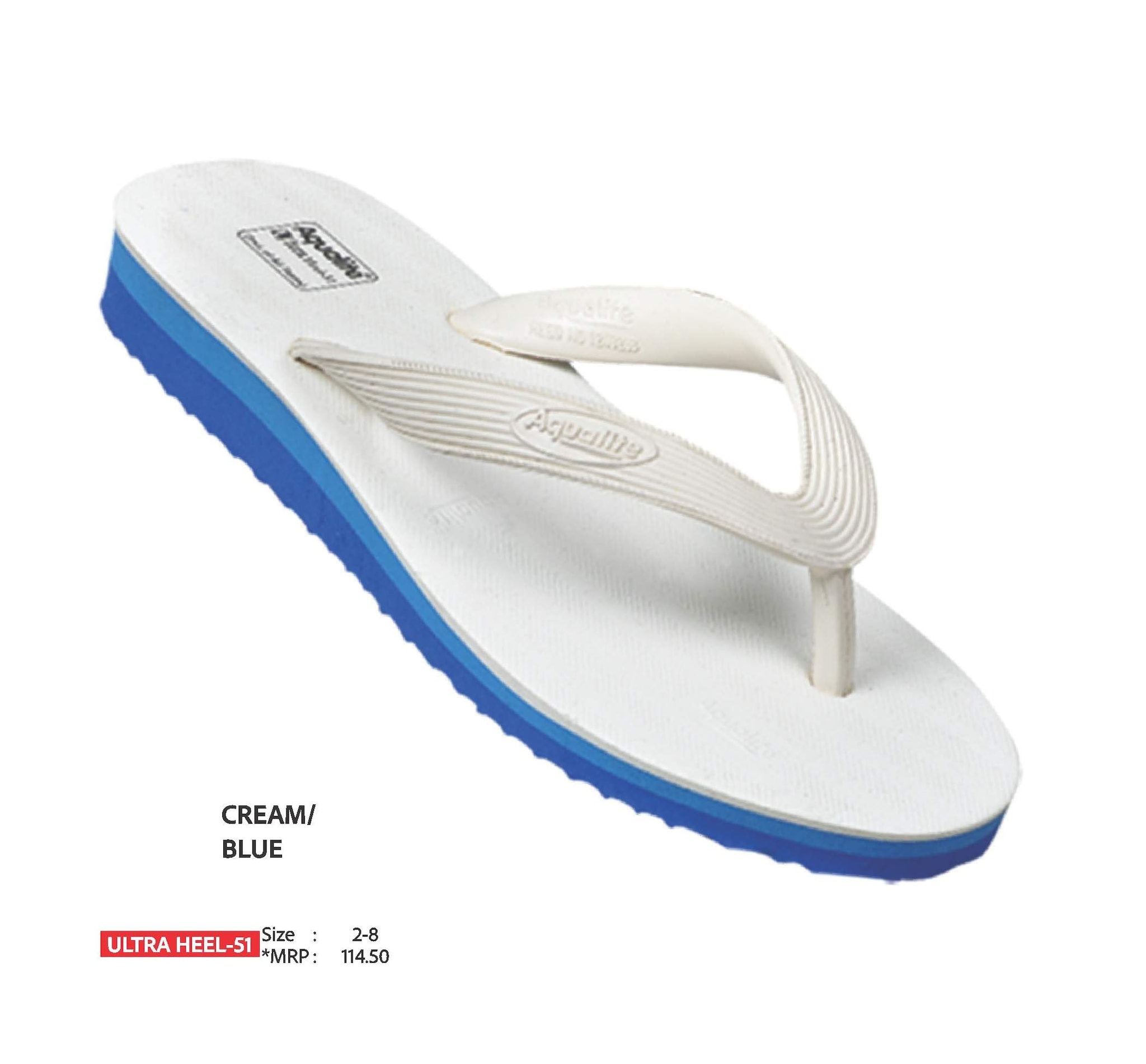 Aqualite Ultra Heel-51 Ladies Slippers (Cream, Blue, 7) in Mumbai