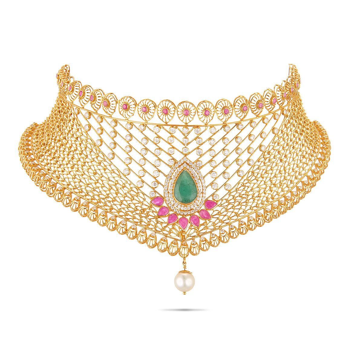 Arabic Design Gold Choker Necklace, Weight- GM in Mumbai at