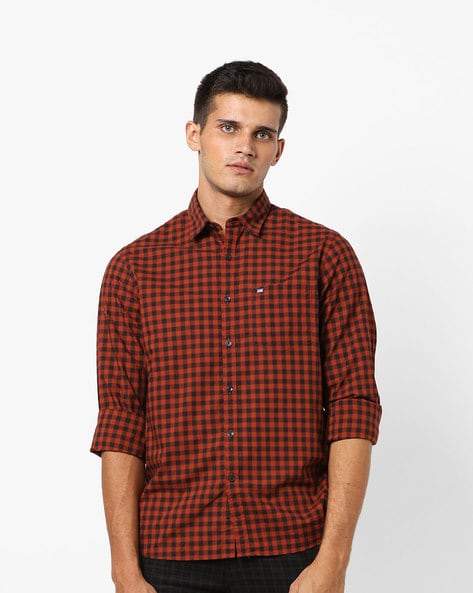 Arrow Mens Gingham Checked Shirt with 