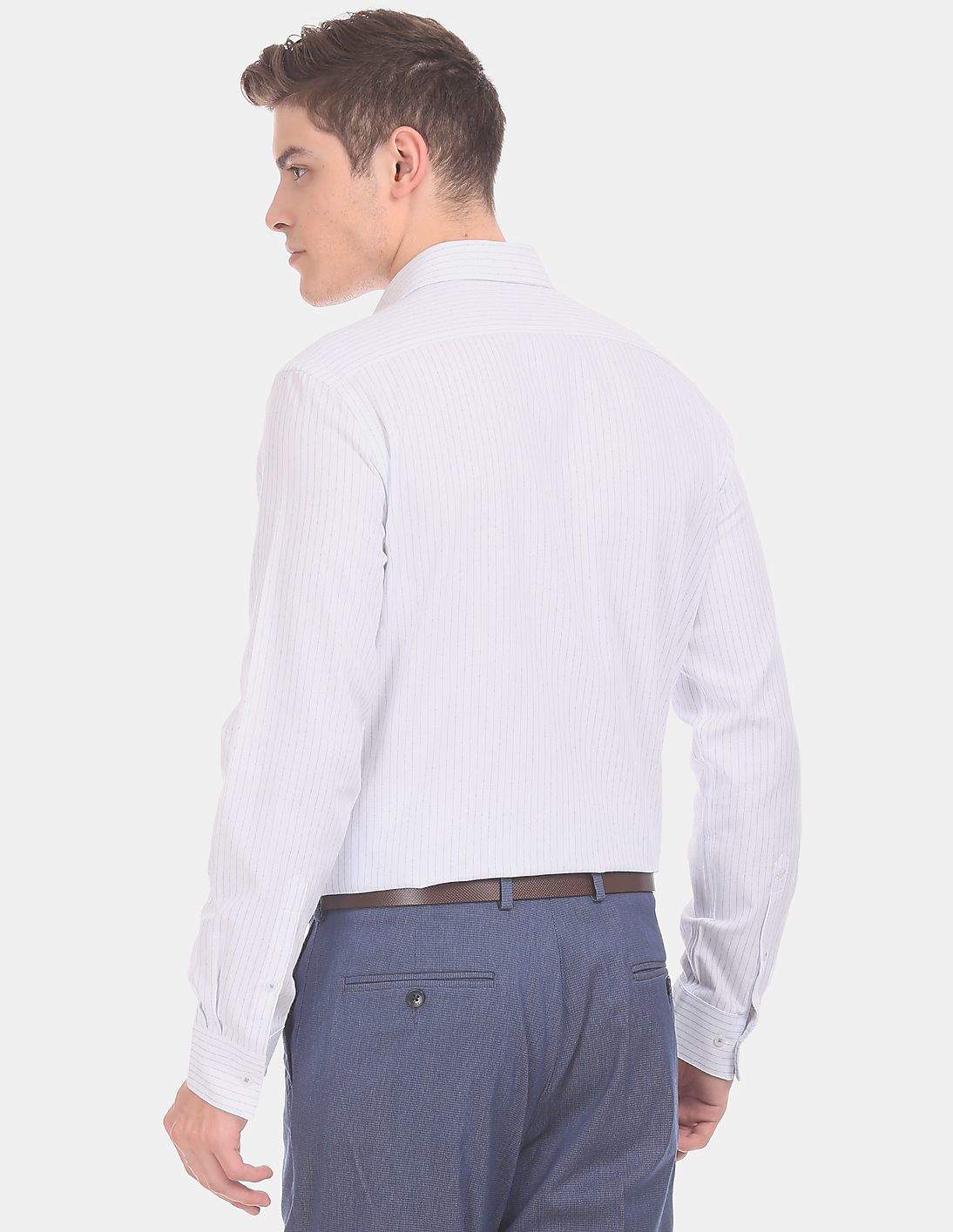 ARROW Slim Fit Patterned Stripe Men's Formal Shirt (White, GTOKM766JTY) in  Jalgaon at  2,327 -  2,399 by AR Traders - Justdial