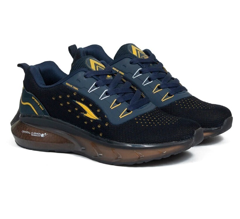 Asian Crystal-05 Men Sports Running Shoe (Size 6, Navy Mustard