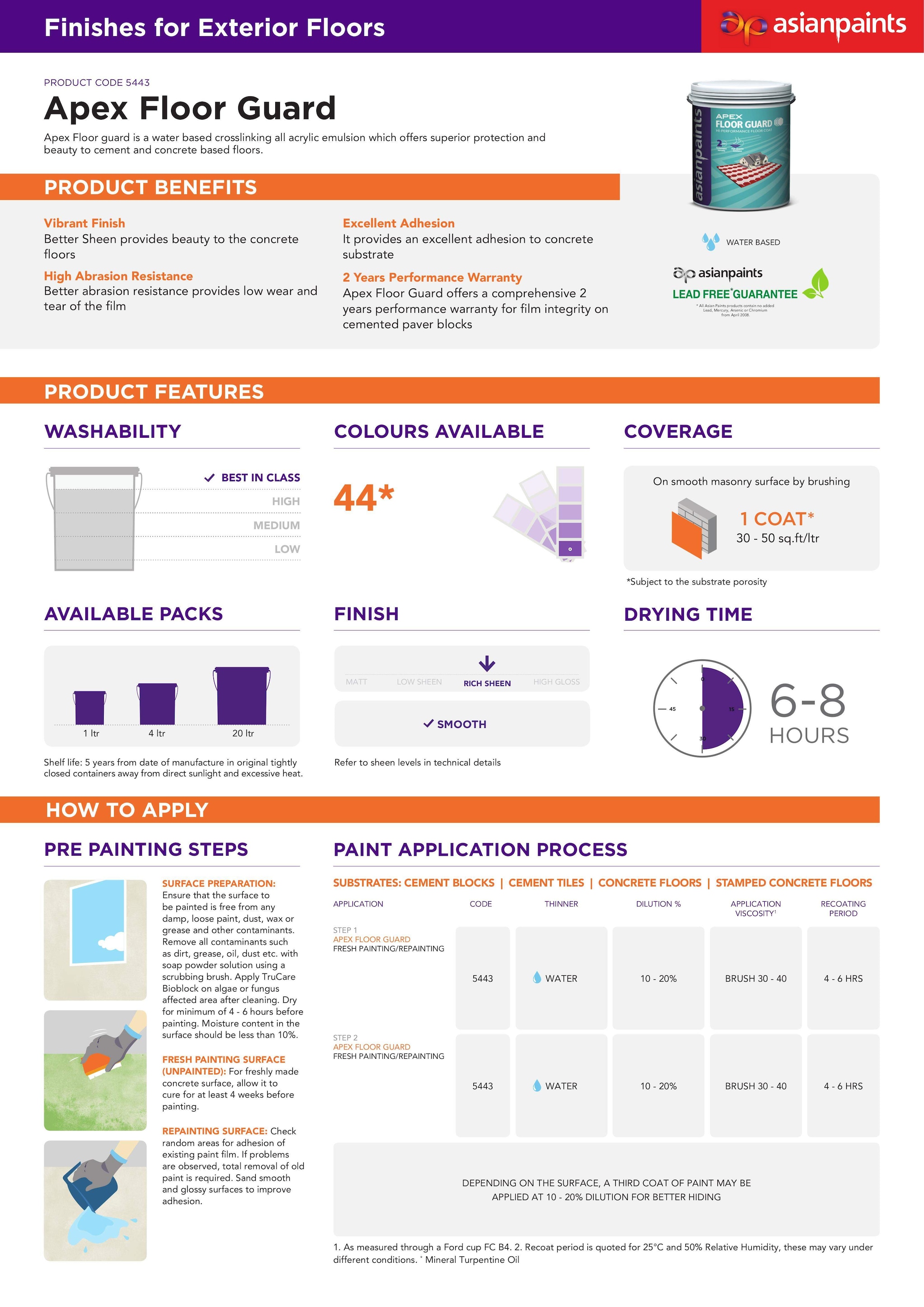 Asian Paints Apex Floor Guard Exterior Paint (4 Litres) in Hosur