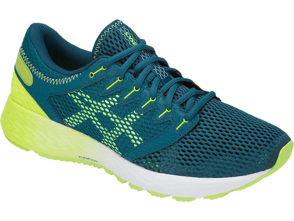 Asics Roadhawk Ff Running Shoes (Deep Aqua, Flash Yellow) Deep