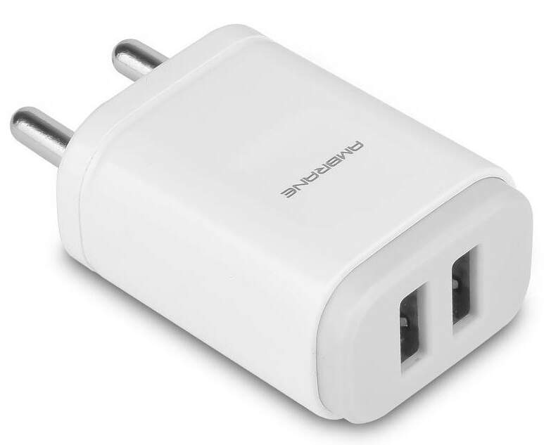 Ambrane AWC 29 point 4A Dual Port Fast Wall Charger White in