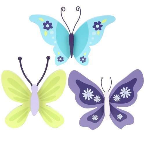 Buy Nojo Beautiful Butterfly 3 Piece Wooden Butterflies Shaped Wall Decor Purple Aqua Green Features Price Reviews Online In India Justdial