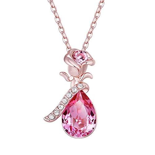 Yellow Chimes Crystals From Swarovski 18k Real Rose Gold Plated Pink Flower Pendant For Women And Girls Features Reviews In India Justdial - Real Flower Pendant India