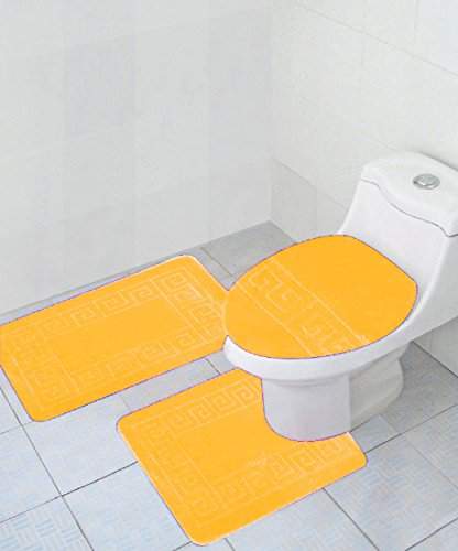 Buy 3 Piece Bath Rug Set Pattern Bathroom Rug 20x32 Large Contour Mat 20x20 With Lid Cover Yellow By Wpm Features Price Reviews Online In India Justdial