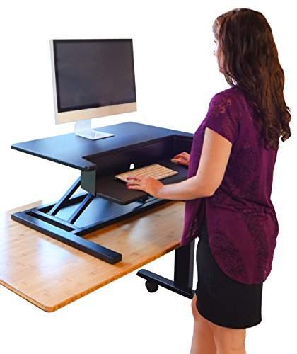 Buy Stand Up Desk Store Airrise Pro Height Adjustable Standing Desk Converter Stand Up Desk Keyboard Tray 2 Tier Black Features Price Reviews Online In India Justdial