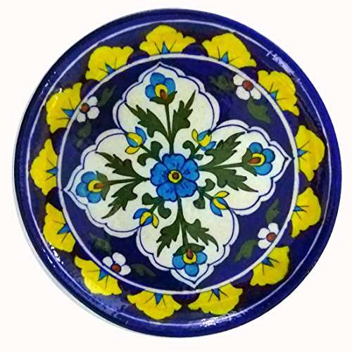 Buy Aurea Blue Pottery Decorative Wall Plate 8 For Drawing Room