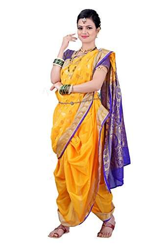 Buy Bhartiya Vastra Bhandar Women S Ready To Wear Nauvari Saree Dnoa6 Leafyellow Yellow Freesize Features Price Reviews Online In India Justdial Yellow color saree in faux georgette fabric with lace, printed work.