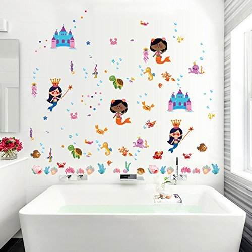 Buy Sellify Cartoon Submarine Castle Mermaid Wall Stickers Waterproof Bathroom Stickers Children Baby Wall Stickers