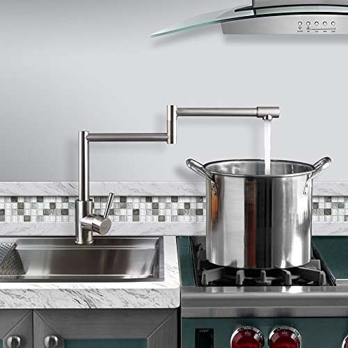 Buy Kitchen Sink Faucet Stainless Steel Single Lever Deck Mount Retractable Pot Filler Kitchen Faucet In Brushed Nickel Finish Fa 06 Is Features Price Reviews Online In India Justdial