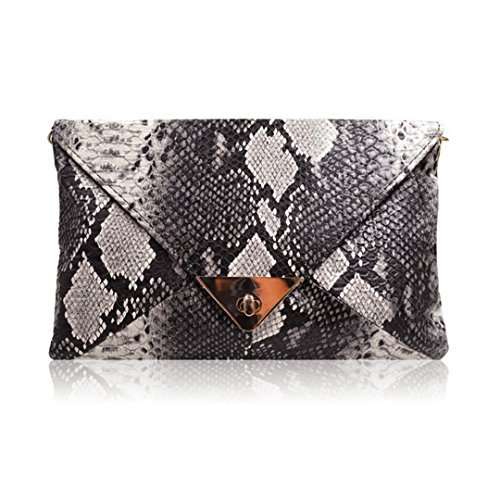 snakeskin envelope clutch
