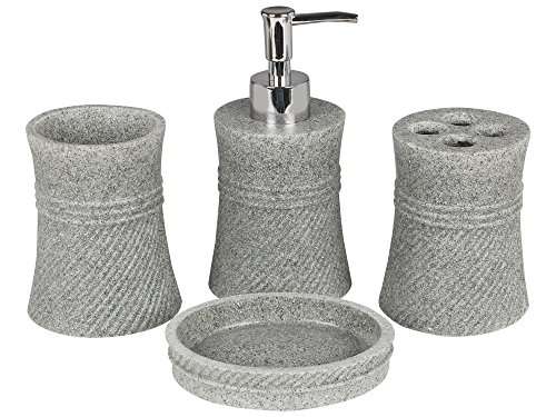 Buy Miamour Stone Finish Bathroom Soap Dispenser Set 200ml Grey Mmprbs020 Features Price Reviews Online In India Justdial