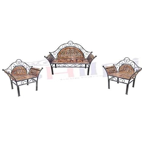 Buy Shilpi Wooden Amp Iron Fancy Design Sofa Set Of 3 Pcs Living Room Wooden Sofa Set Black Features Price Reviews Online In India Justdial