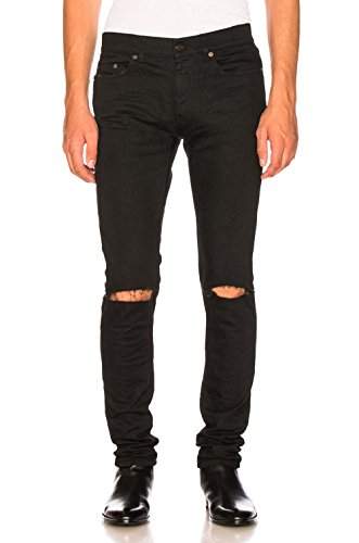 white knee cut jeans mens