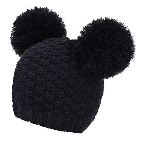 Black winter hat with pom pom Clearance