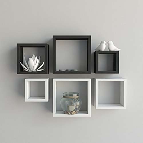 Buy Santosha Decor Square Shape Set Of 6 Floating Wall Shelves Wall Shelf And Racks Book Shelf For Living Room Black Amp White Features Price Reviews Online In India Justdial