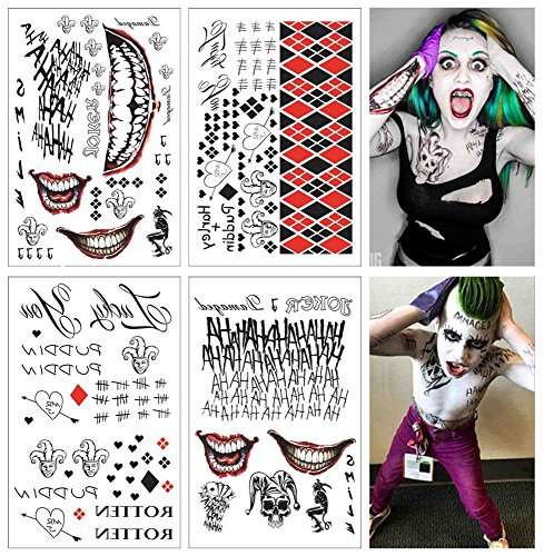 Buy Cokohappy Ss Temporary Tattoo Harley Quinn Amp The Joker Full Set Of 4 Sheets 80 Tats Costume Cosplay Features Price Reviews Online In India Justdial