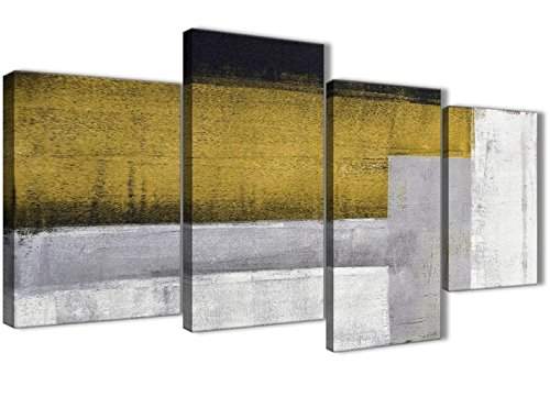 Buy Large Mustard Yellow Grey Painting Abstract Bedroom Canvas Wall Art Decor 4425 130cm Set Of Prints Wallfillers Features Price Reviews Online In India Justdial