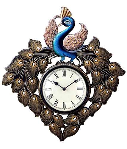 Buy Dinine Craft Peacock Design Antique Handcrafted Wooden Wall Clock 32 5 Cm X 5 Cm X 37 5 Cm Features Price Reviews Online In India Justdial