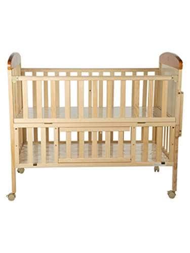 mee mee baby wooden cot with swing & mosquito net
