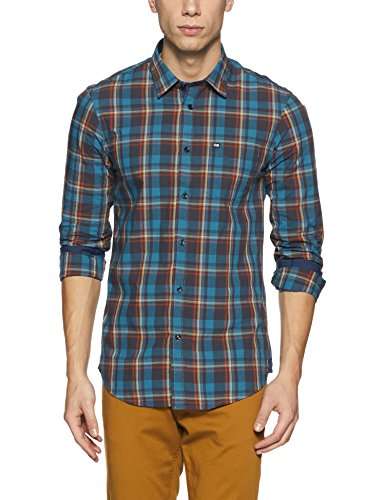 arrow sports men's checkered slim fit casual shirt
