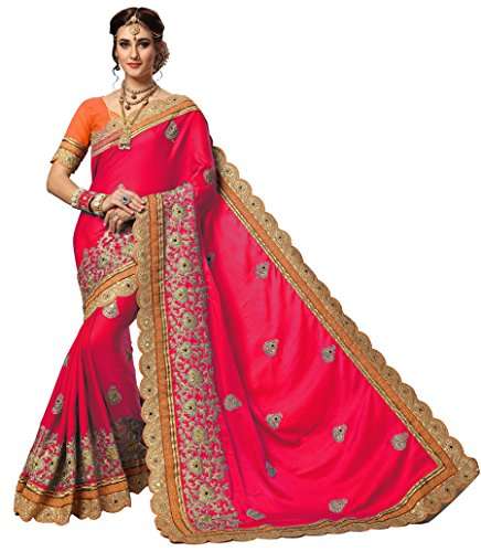 K712 Nivah Fashion Womens Silk Embroidery Saree with Blouse Piece
