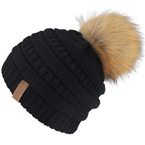 boys black pom pom hat