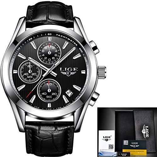 Buy Lige Watch Men Luxury Brand Quartz Mens Watches Watch Only 9826 Belt Black Silver Black Features Price Reviews Online In India Justdial
