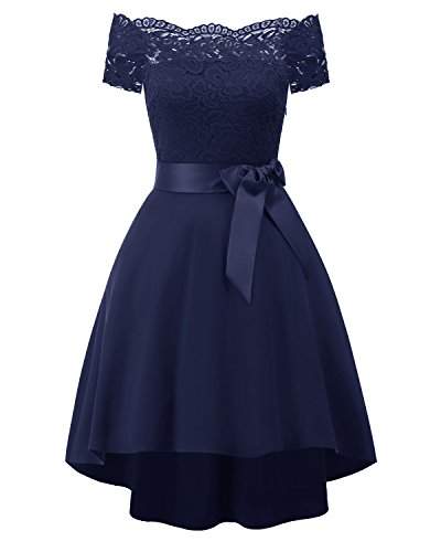 navy blue dress high low