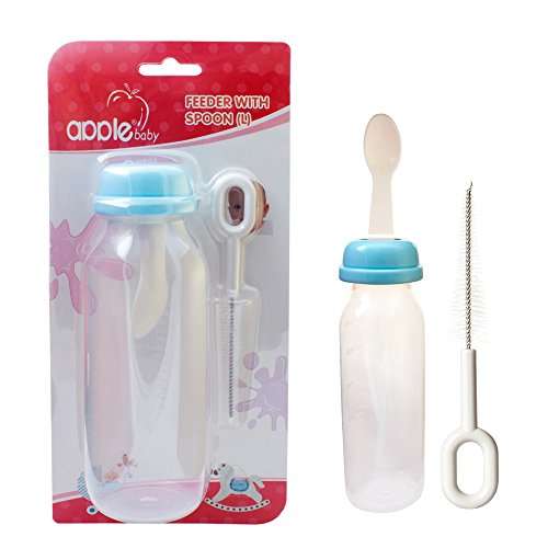 infant feeding bottle with spoon