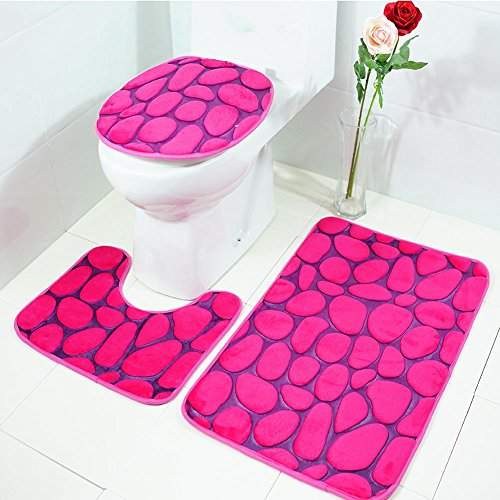 Demiawaking Pebbles Bathroom Mat Sets 3 Pieces Non Slip Flannel Bath Pedestal Toilet Seat Cover Rose Red Features Reviews In India Justdial - Pink Toilet Seat Sets Demiawaking Pebbles Bathroom Mat Sets 3 Pieces Non Slip Flannel Bath Pedestal Toilet Seat Cover Rose Red Features Reviews In India Justdial - Pink Toilet Seat Sets
