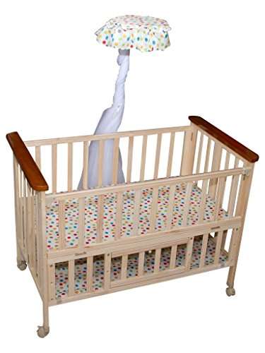 mee mee baby wooden cot with swing & mosquito net