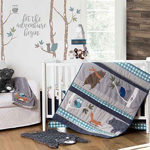 teal and grey crib bedding