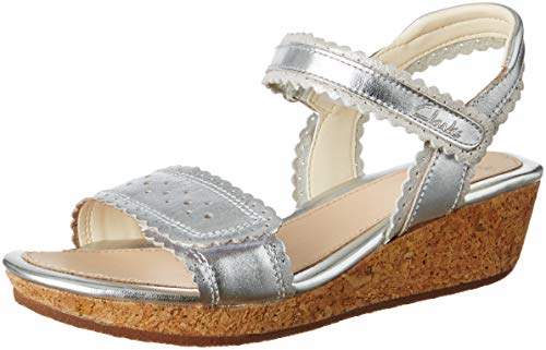 clarks silver wedges