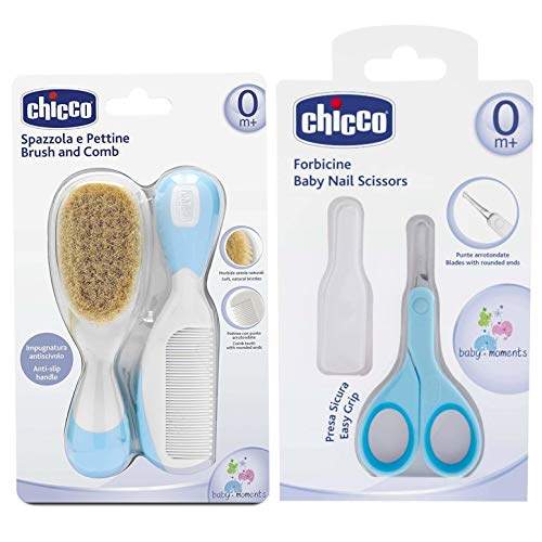Brush and Scissors with Name Blue Set Comb