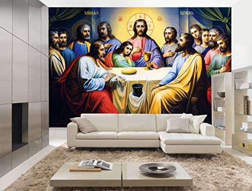 customize last supper jesus christ painting wallpaper wall murals stickers for living room 4 5 x 3 feet 13 5 square feet 135 x 90 cm