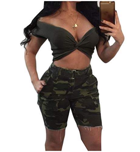 high waisted camo shorts womens