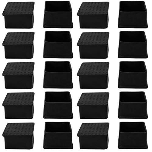Black Rubber Table Leg Caps End Feet Cover Furniture Glide Floor Protector 20pcs