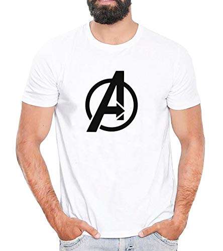 Buy Dingo Men S White Printed T Shirt Marvel T Shirt Avengers T Shirt Black Avengers Logo Printed T Shirt For Men Boys Features Price Reviews Online In India Justdial