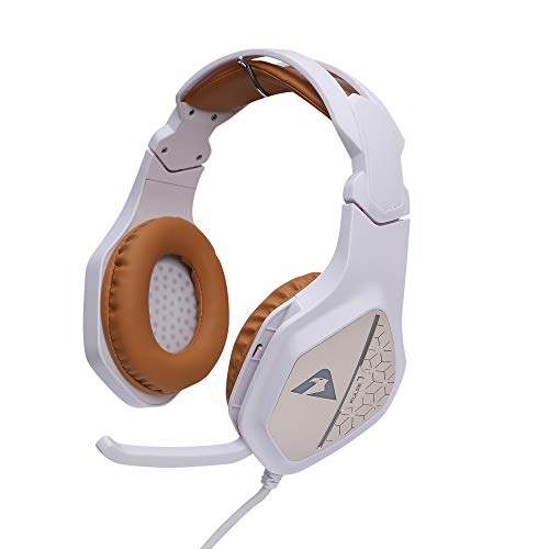 white and gold gaming headset