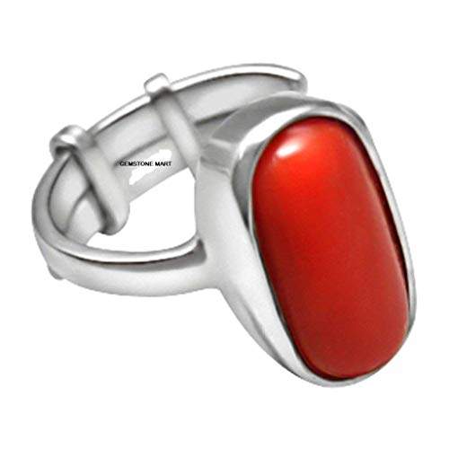 moonga stone in silver ring
