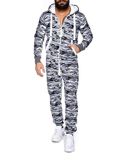 Buy Mens Fits Camouflage One Piece Suit Hooded Jumpsuit Zip Up Coverall Drawstring Pajamas With Kangroo Pocket L Grey Features Price Reviews Online In India Justdial