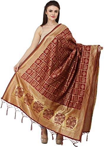 Buy Exotic India Bandhani Tie Dye Gharchola Dupatta With Zari Weave And Brocaded Border Color Deep Claretcolor Free Size Features Price Reviews Online In India Justdial