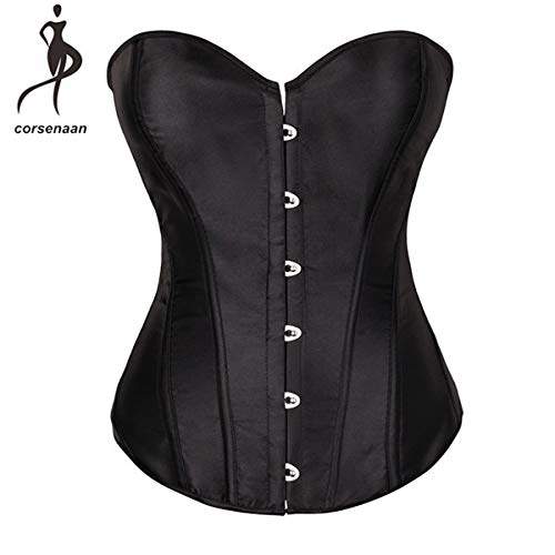 Women's plus size satin overbust lace up boned corsets shapewear outfit clearance
