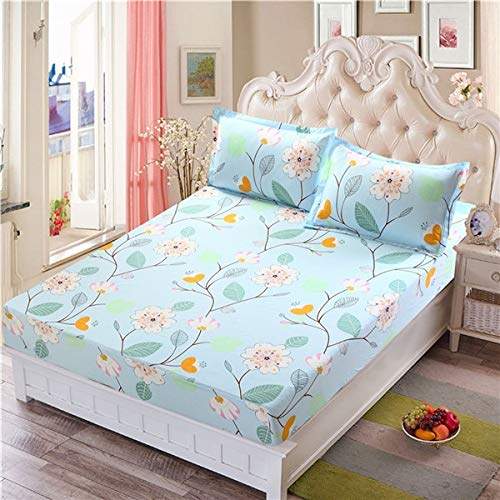 Beesclover Bed Sheet With Pillowcase Blue Flower Printed Linen Queen Size Mattress Covers Fitted Sets Elastic For King Features Reviews In India Justdial Beesclover Bed Sheet With, King Fitted Sheet On Queen Bed