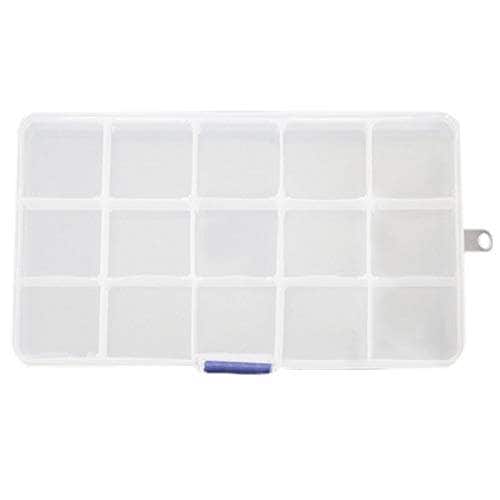 Adjustable 15 Slots Plastic Fishing Lure Hook Tackle Box Storage Case Organizer